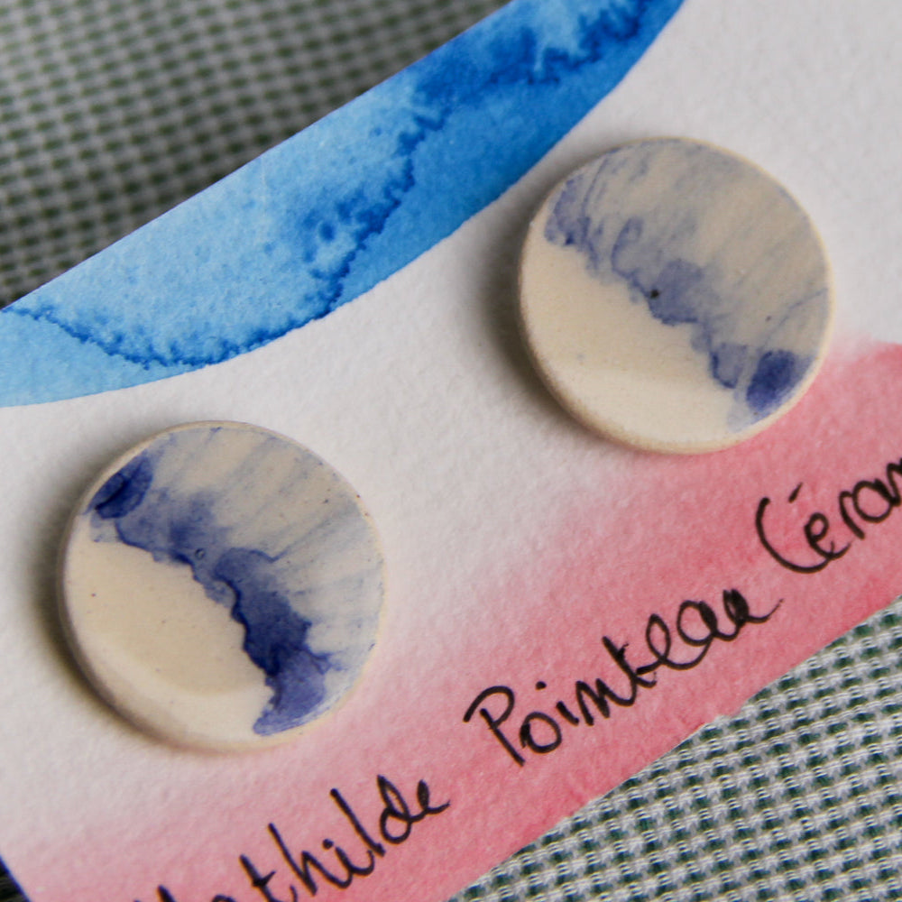 Boucles d'oreilles - plume bleue