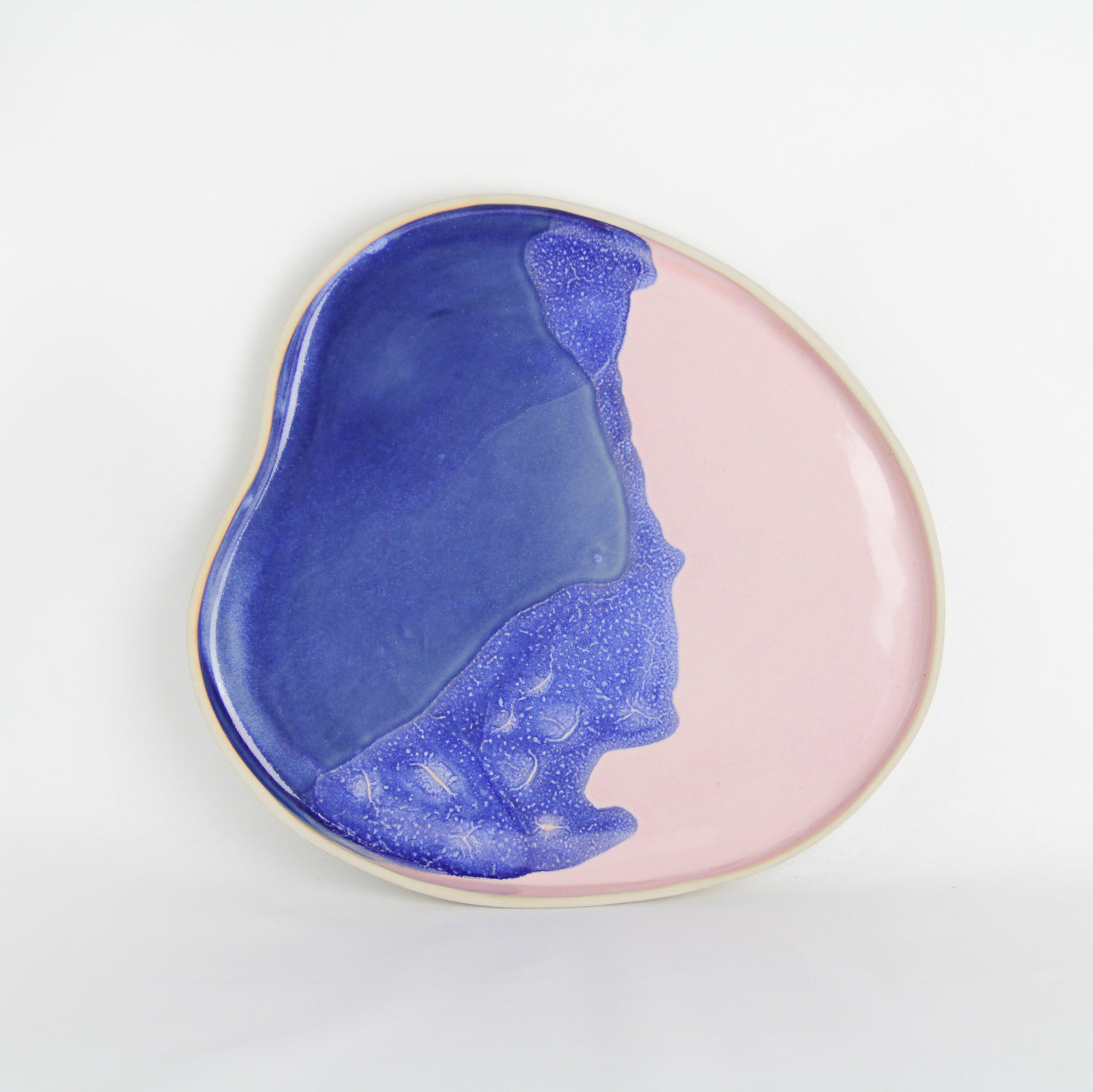 Ceramic platter - pink and blue