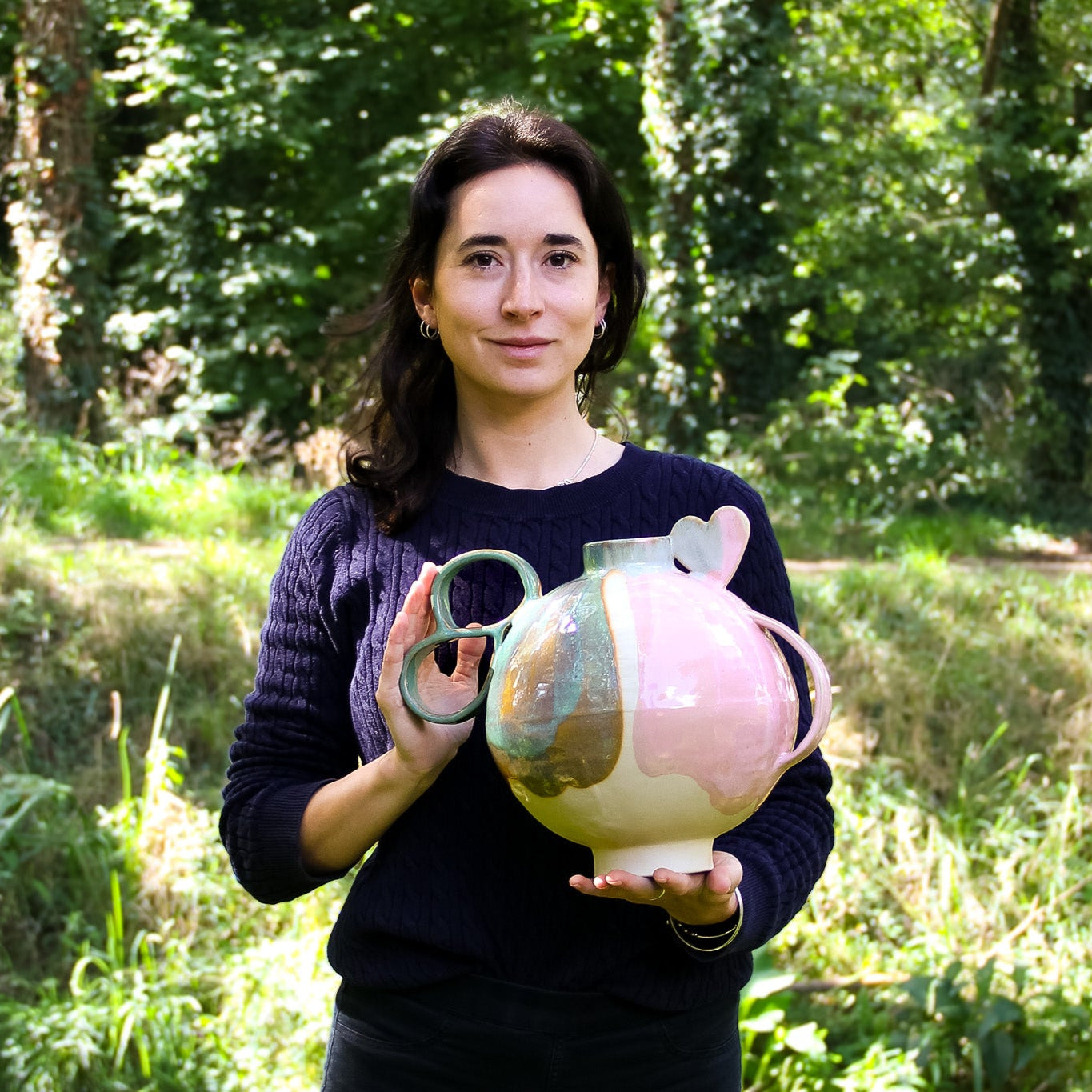 Vase coeur | Bleu et rose