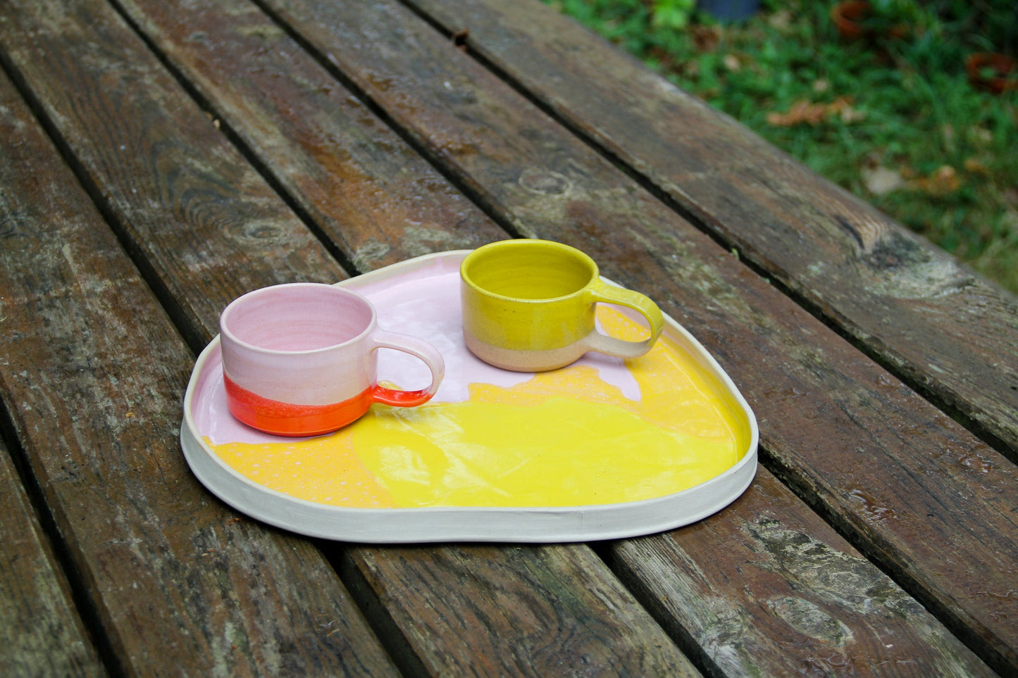 Serving platter #4 Pink&Yellow