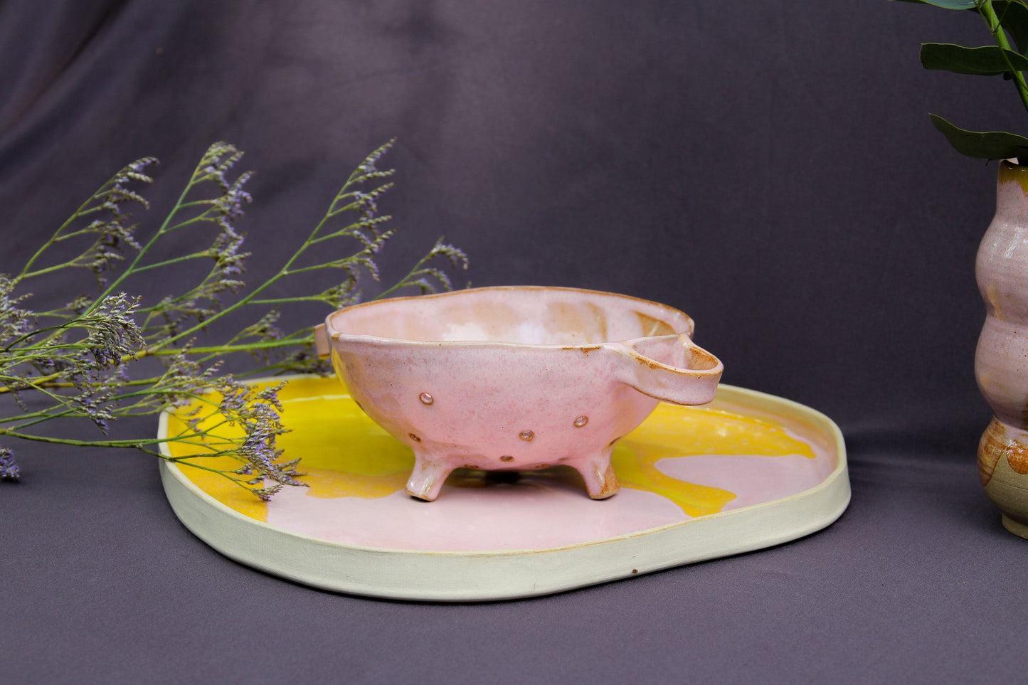 Serving platter #4 Pink&Yellow