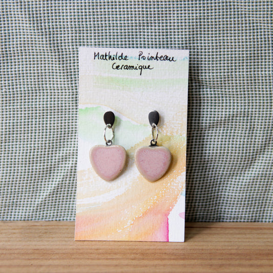 Boucles d'oreilles pendantes | coeur rose