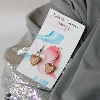 Boucles d'oreilles pendantes | coeur rose