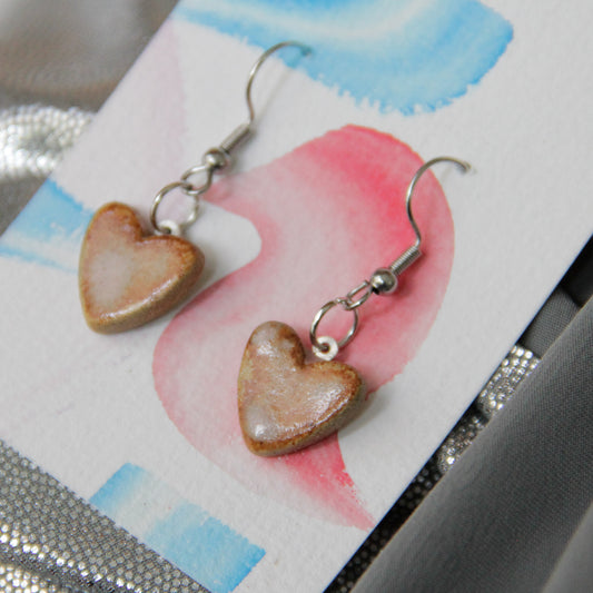 Boucles d'oreilles pendantes | coeur rose