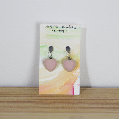 Boucles d'oreilles pendantes | coeur rose