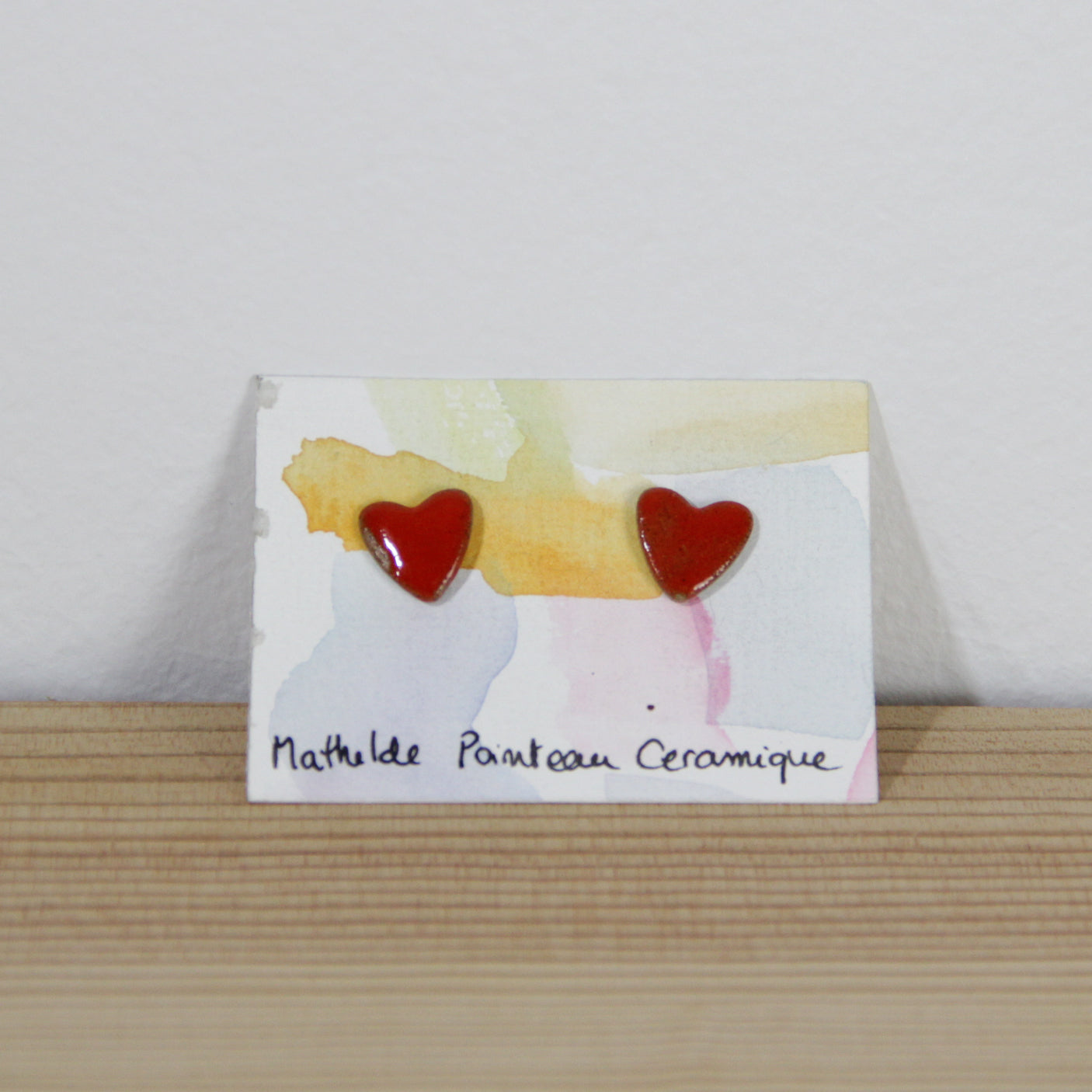 Boucles d'oreilles céramique | coeur rouge