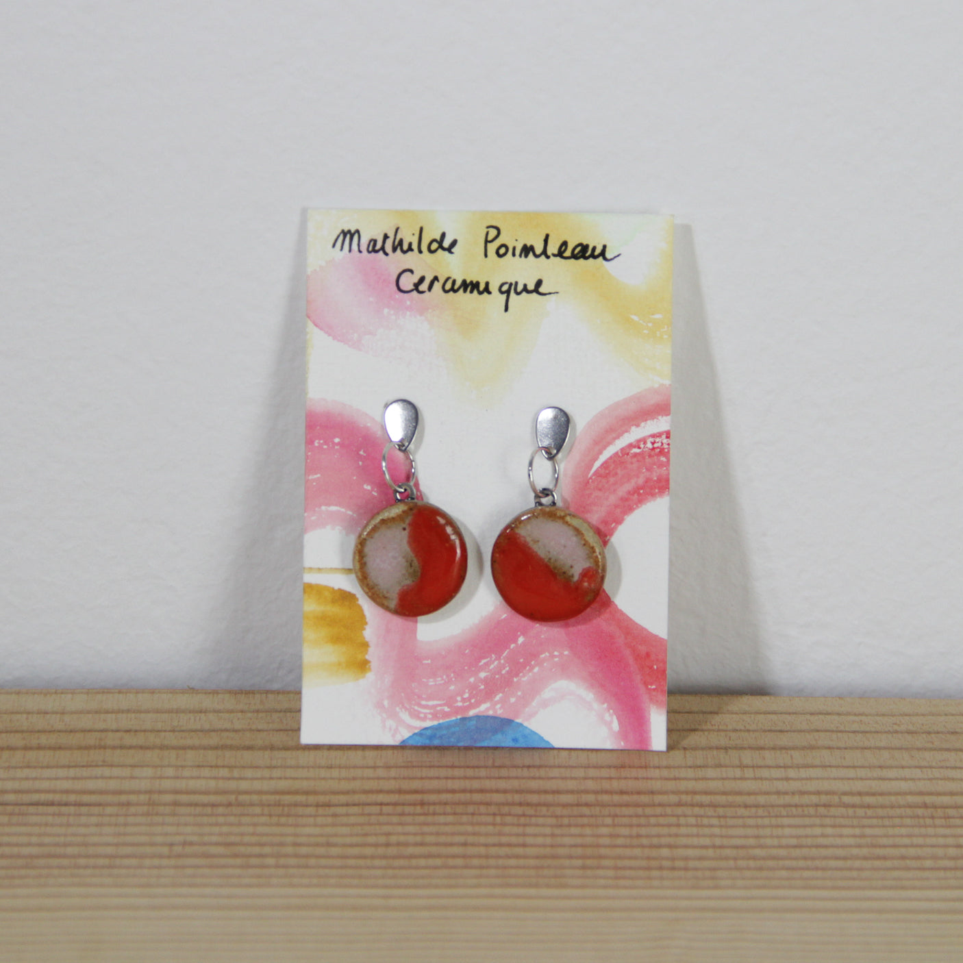 Boucles d'oreilles pendantes | bicolore rouge rose