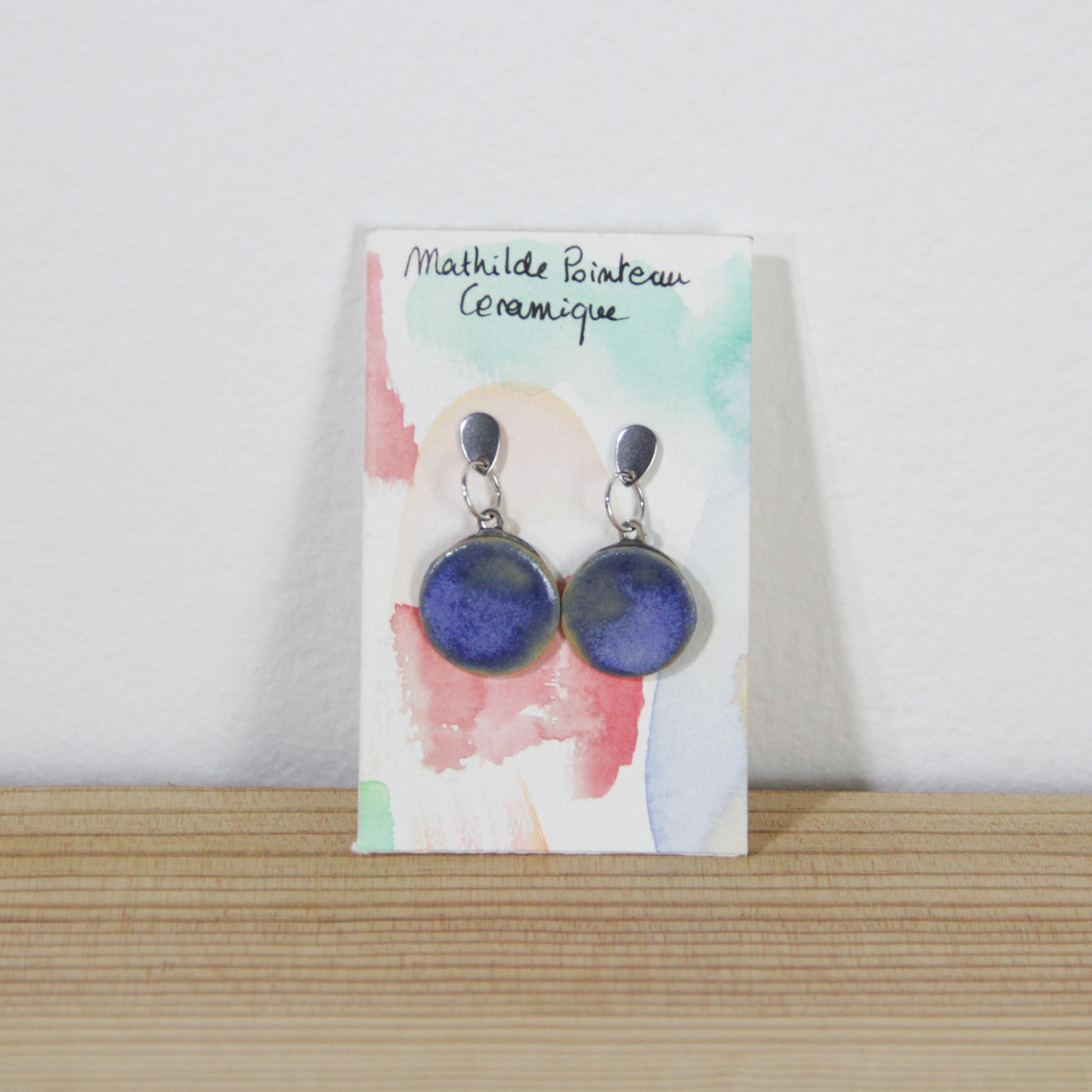 Boucles d'oreilles pendantes | rondes bleues