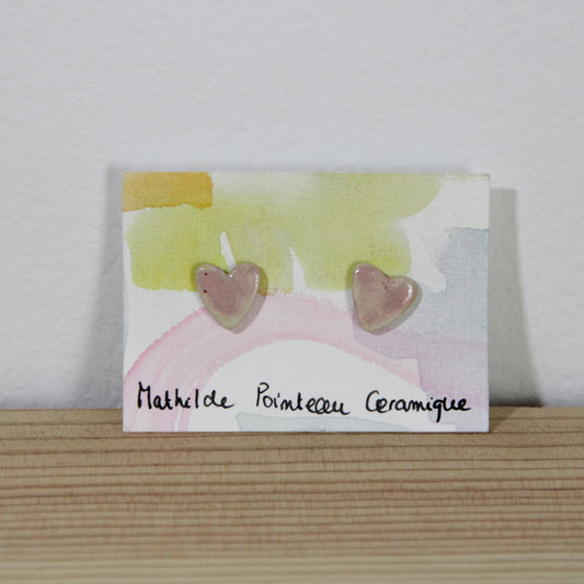 Boucles d'oreilles | coeur rose pâle