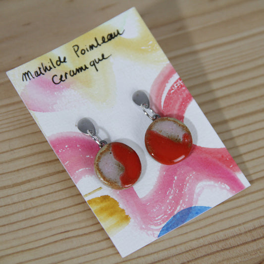 Boucles d'oreilles pendantes | bicolore rouge rose