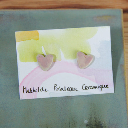 Boucles d'oreilles | coeur rose pâle