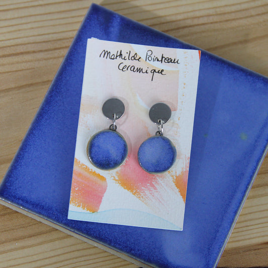 Boucles d'oreilles | rondes bleues