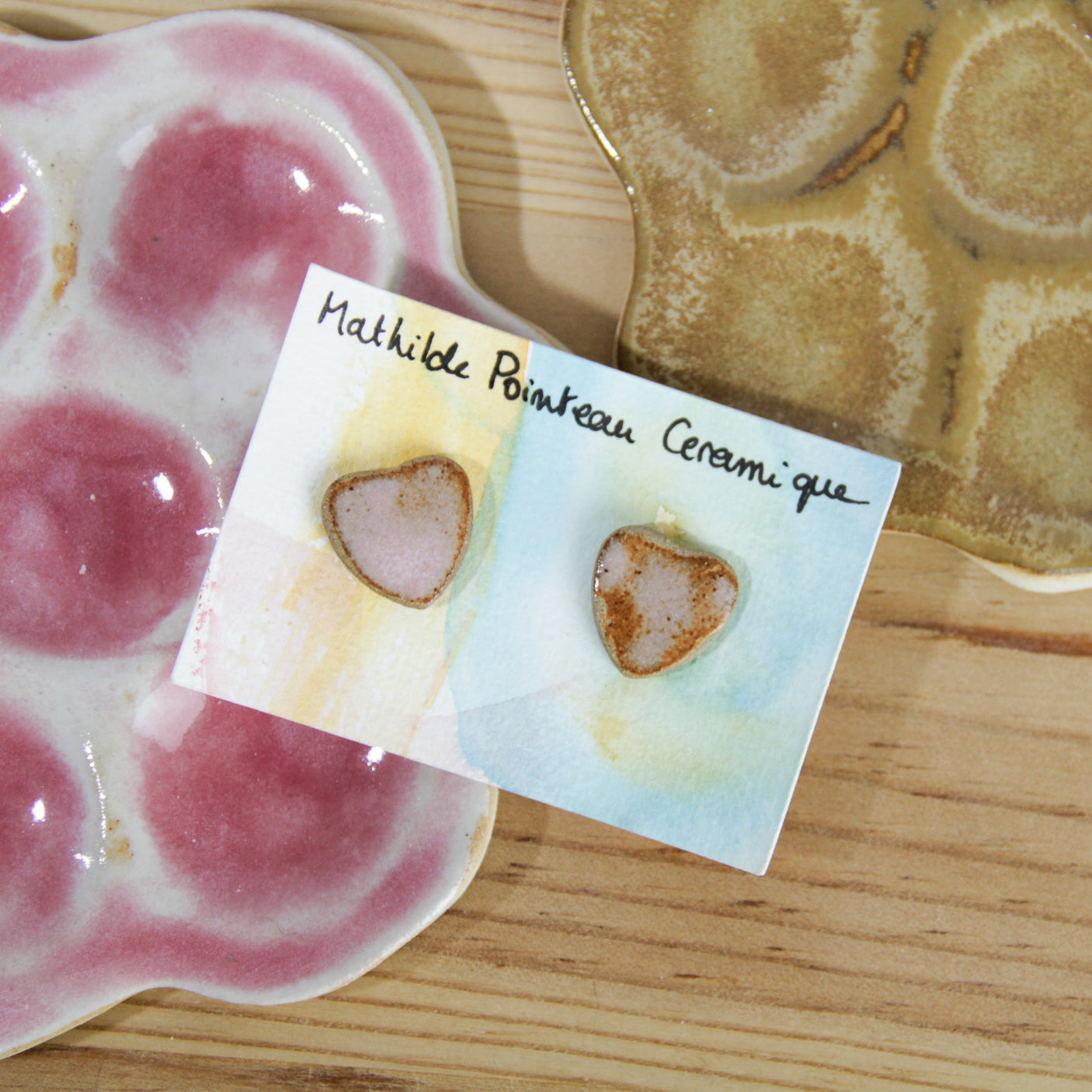 Boucles d'oreilles | coeur rose