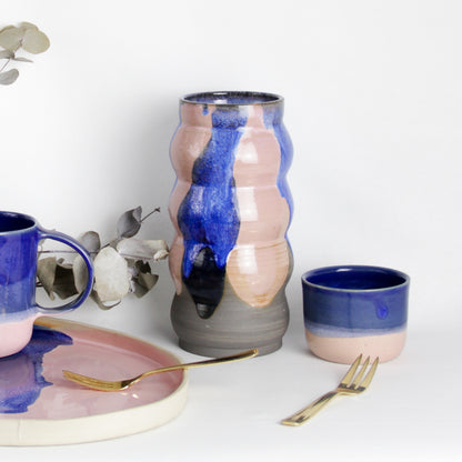 Wave vase - pink and blue