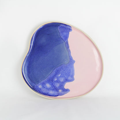 Ceramic platter - pink and blue