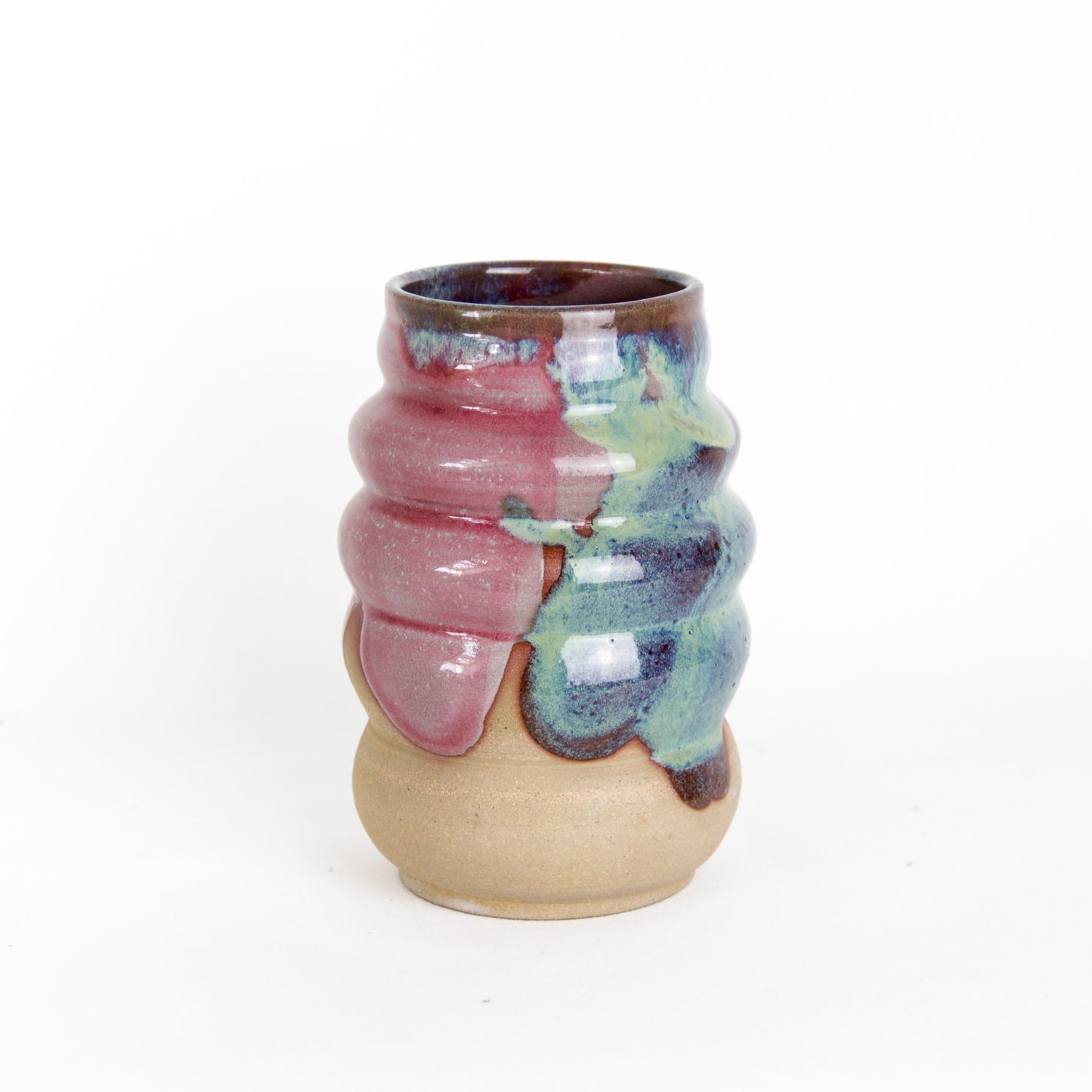 Wave Vase - pink and green