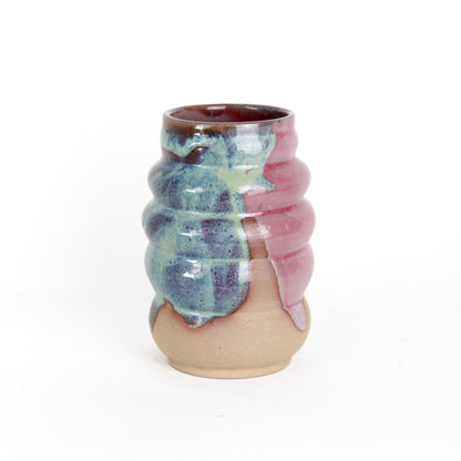 Wave Vase - pink and green